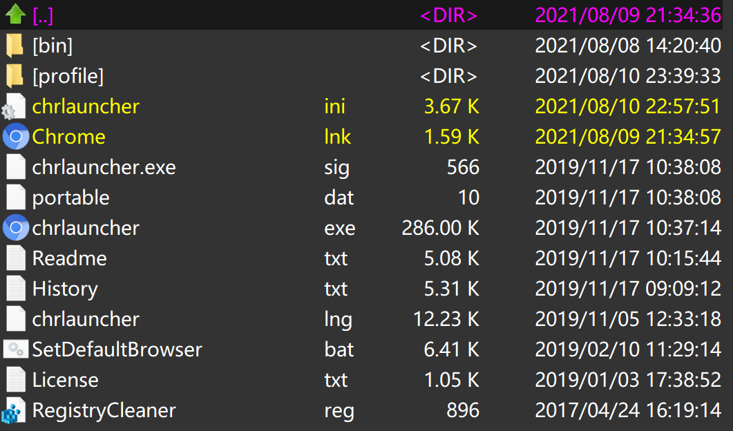 chrlauncher 文件夹，lnk 快捷方式是我自己复制的